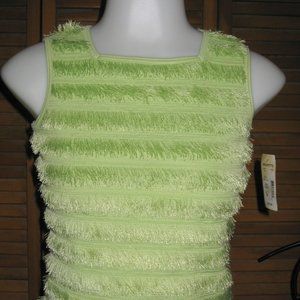 GIRL'S TOP GREEN FRINGED BY KNIT WORKS KIDS NWT